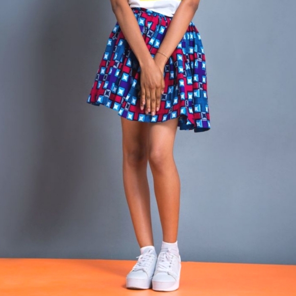 Grass-fields Ankara print cotton custom with stretchy waist bend and pockets, - Picture 1 of 14